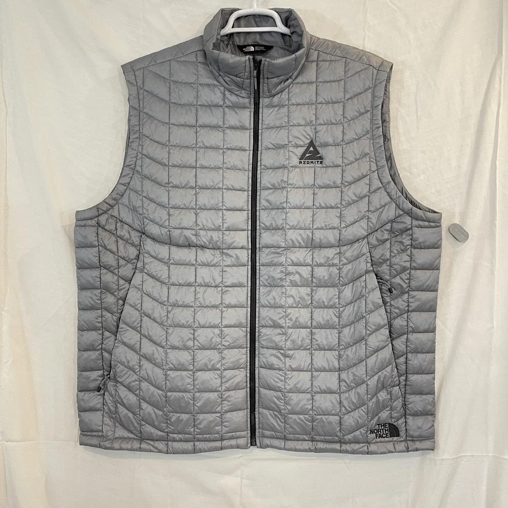 The North Face Vest Mens 2XL Gray ThermoBall Eco Insulated Quilted‎ Full Zip